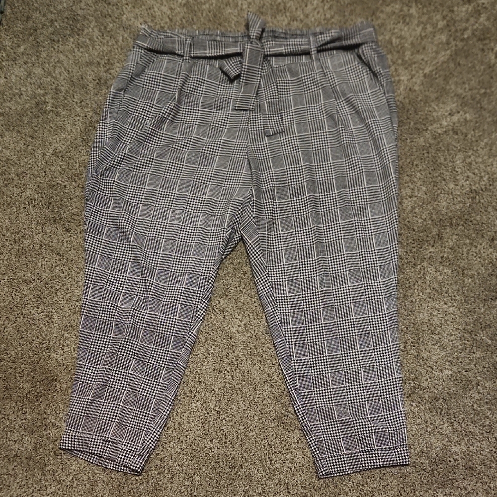 Womens Gray Checkered Pants